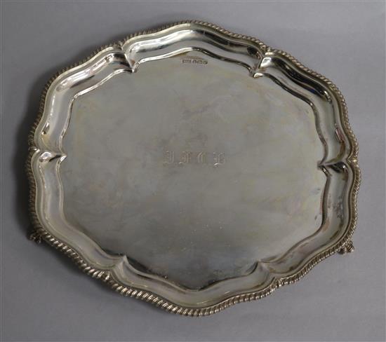 A 1930s silver salver by Walker & Hall, 16.5 oz.